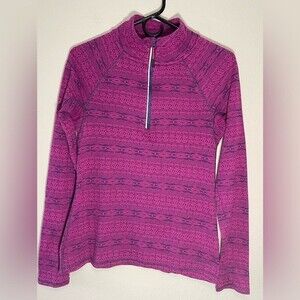 Eddie Bauer Quarter Zip Womens Purple Pink Knit Top Medium Sweater Pullover Shrt